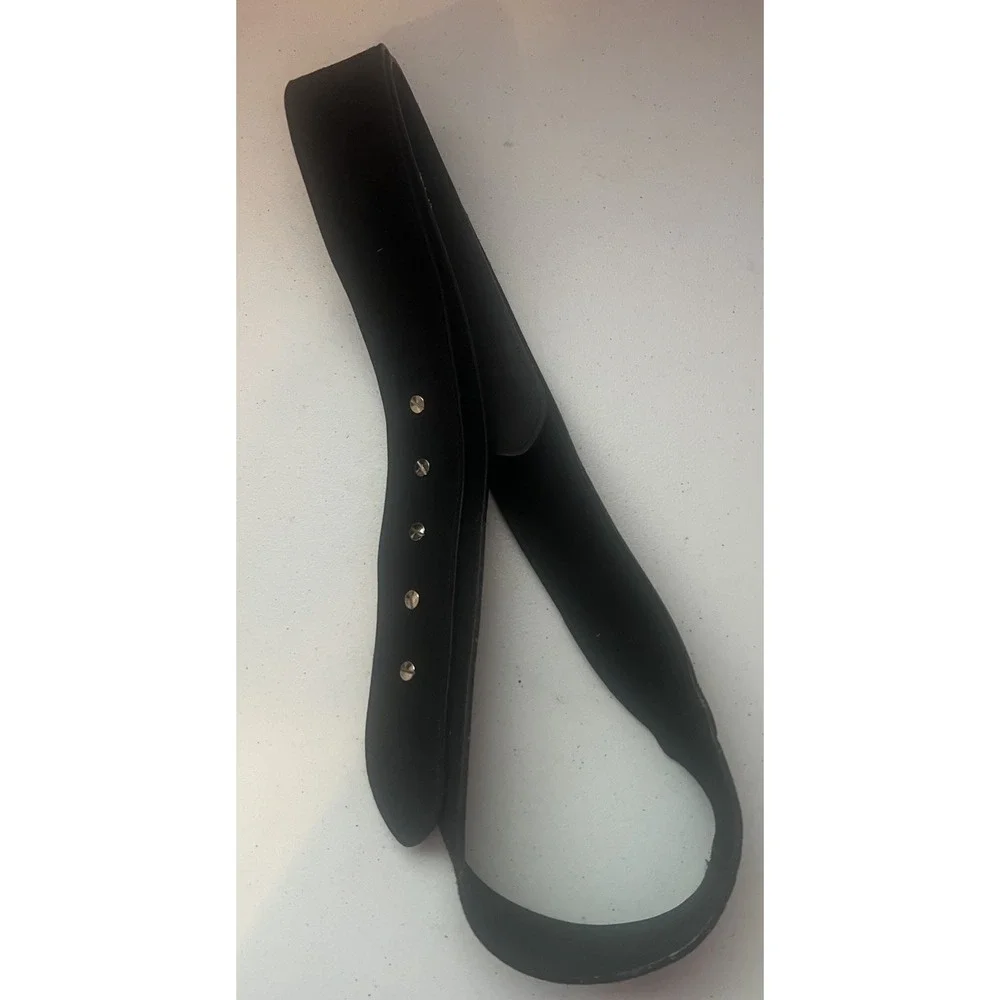 Vintage Womens Black Suede Felt Wide Belt Silver Hardware XXS Small